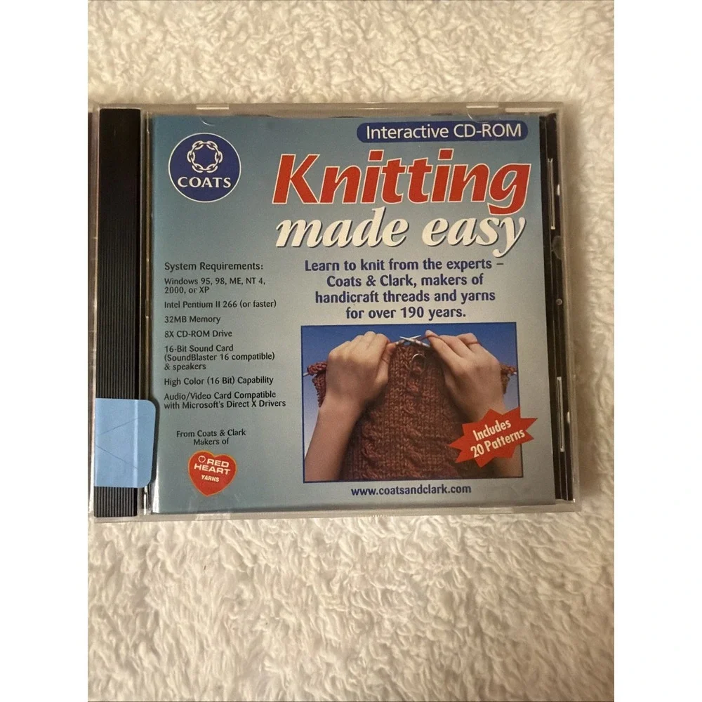 Coats & Clark Crochet & Knitting Made Easy 2002 PC CD ROM Lot Of 2 Crafts WIN